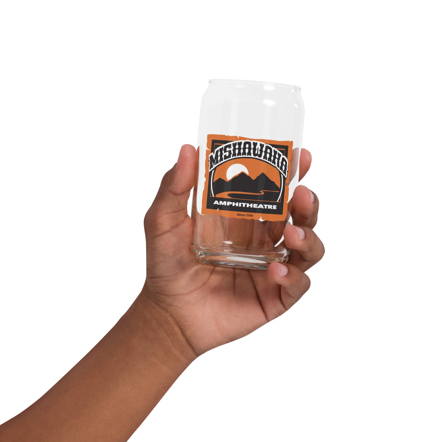 Mishawaka Logo Can-Shaped Glass