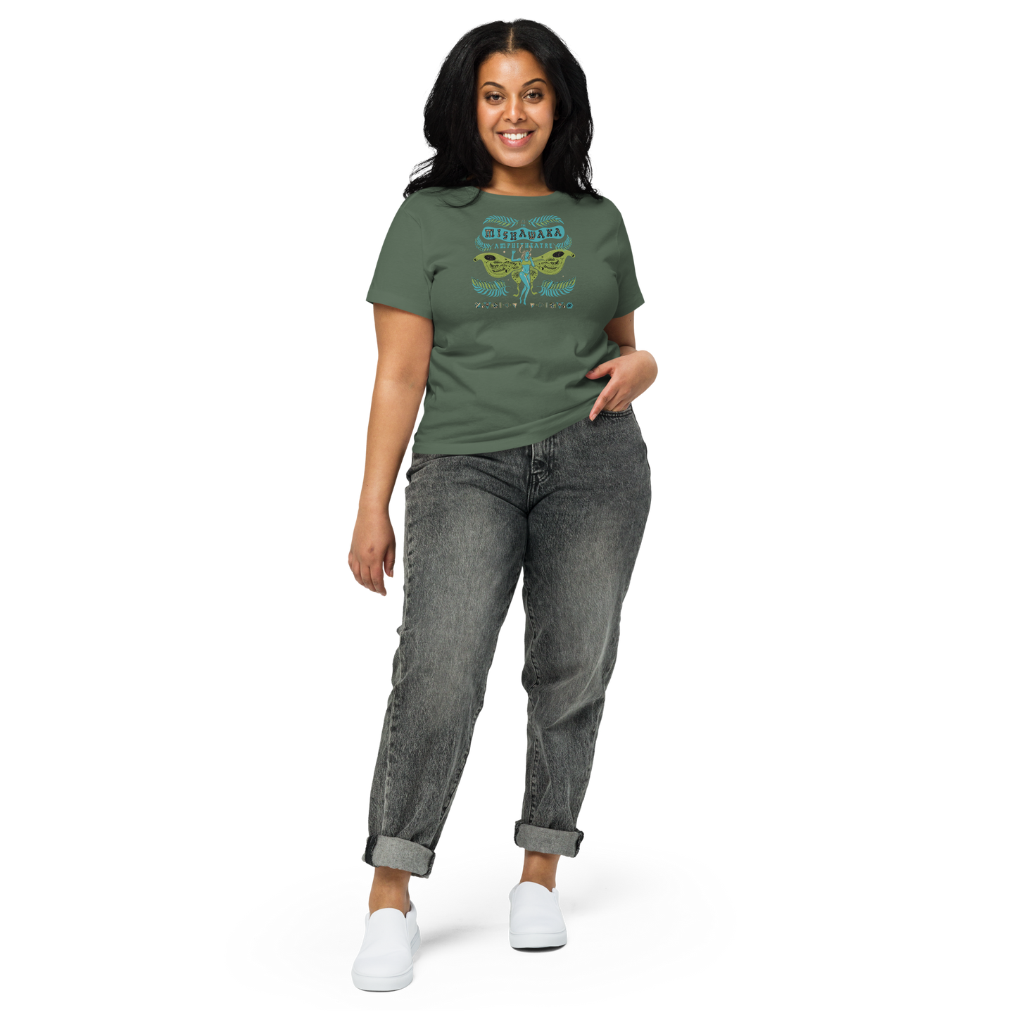Luna Mothra Blue/Green Women’s High-Waisted T-Shirt