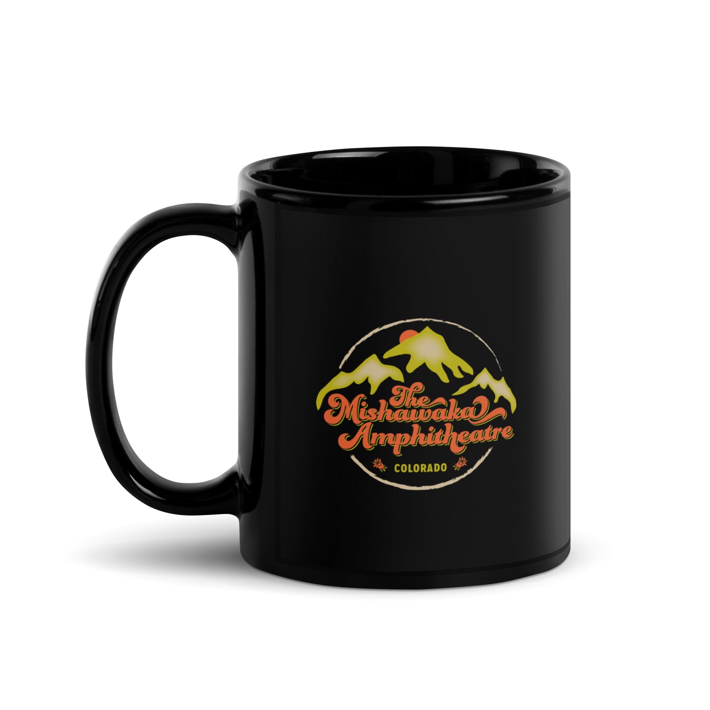 Mishawaka Mountains Black Glossy Mug