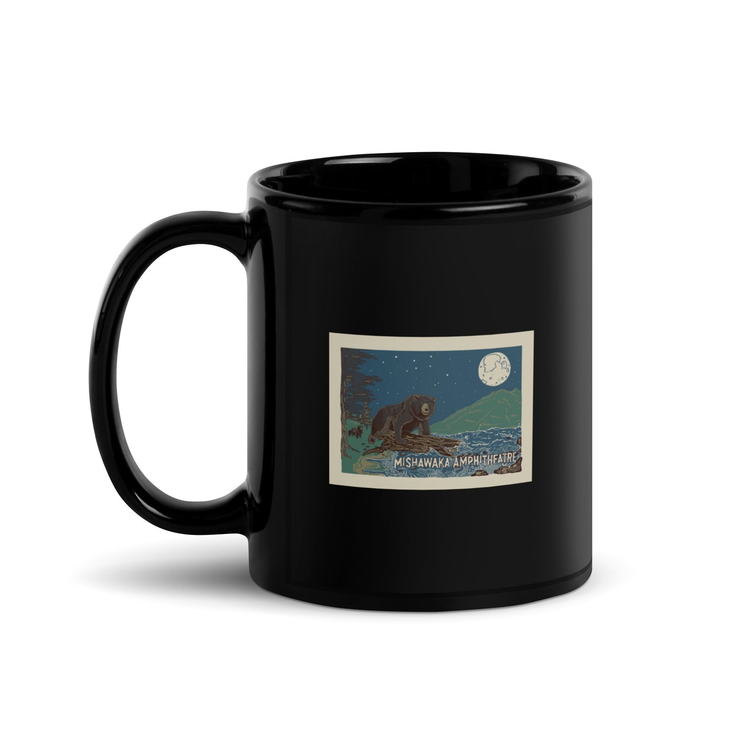 Mishawaka Bear Black Glossy Mug