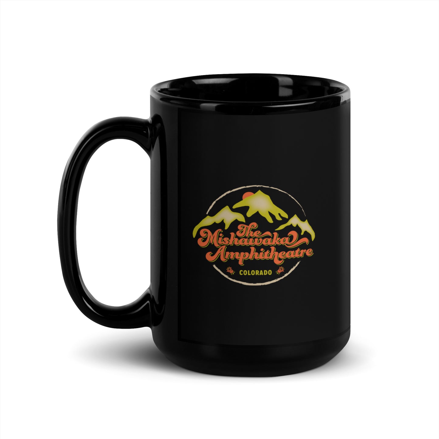 Mishawaka Mountains Black Glossy Mug