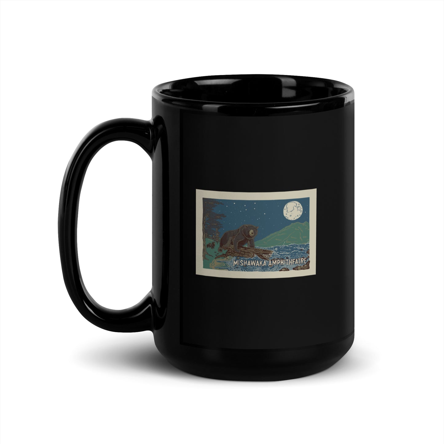 Mishawaka Bear Black Glossy Mug