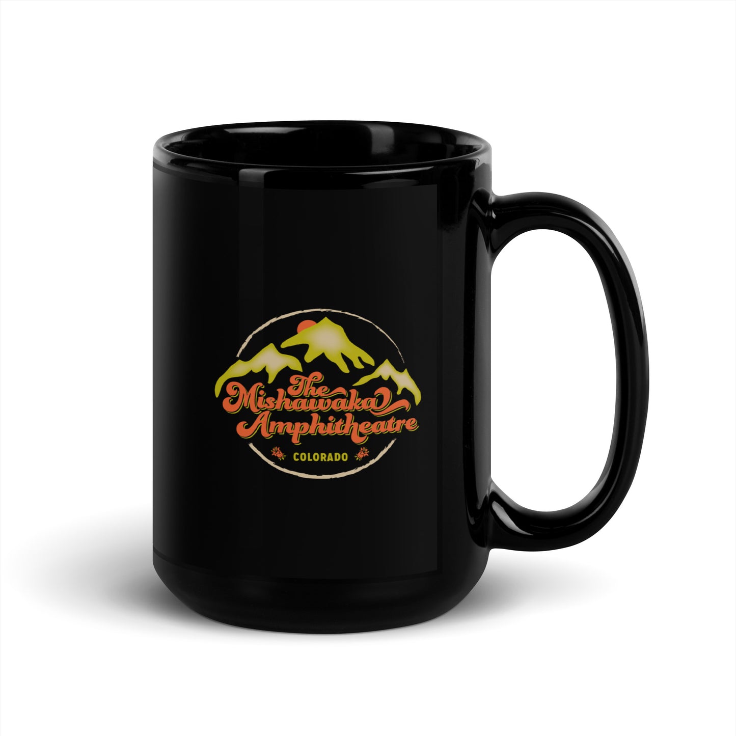 Mishawaka Mountains Black Glossy Mug