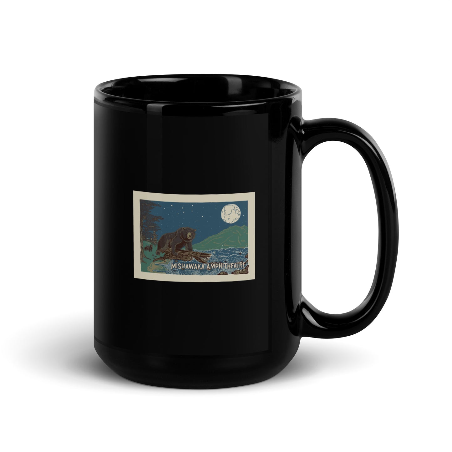 Mishawaka Bear Black Glossy Mug