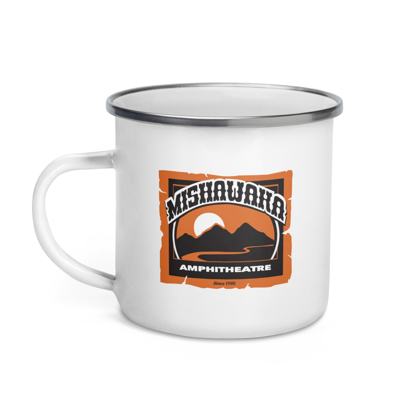 Mishawaka Logo White Enamel Mug