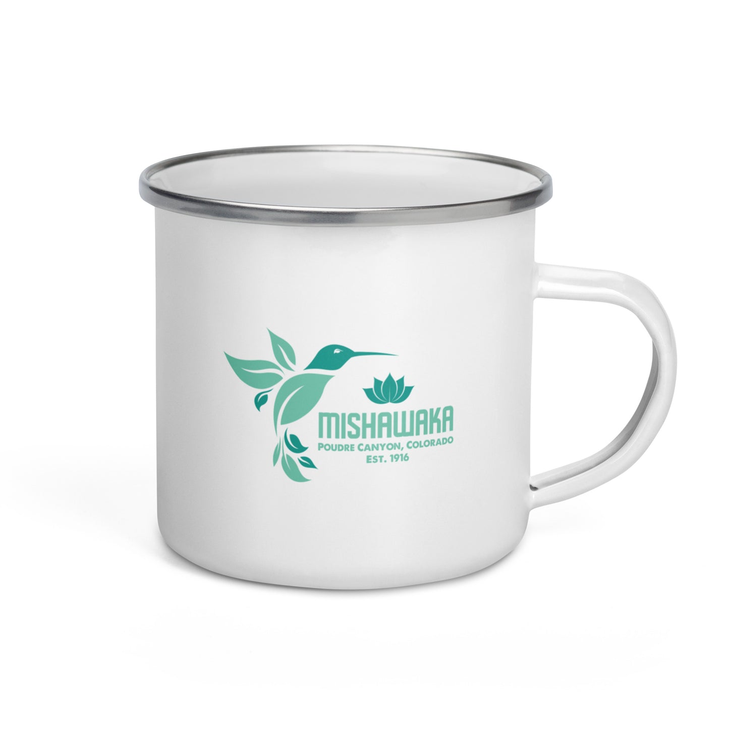 Mishawaka Humingbird White Enamel Mug