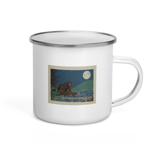 Mishawaka Bear White Enamel Mug