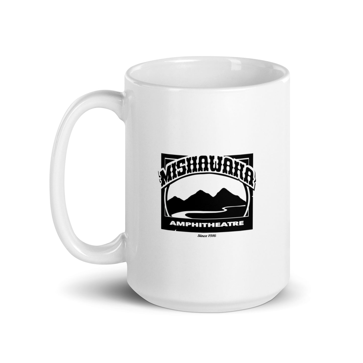 Mishawaka Black Logo White Glossy Mug