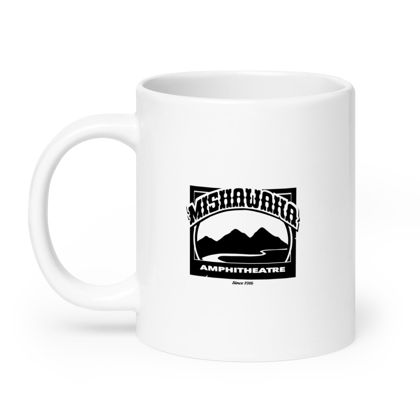 Mishawaka Black Logo White Glossy Mug